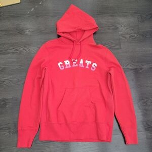 Greats Embroidered Bold Blood Orange Hoodie Sweater Size Large Casual Statement